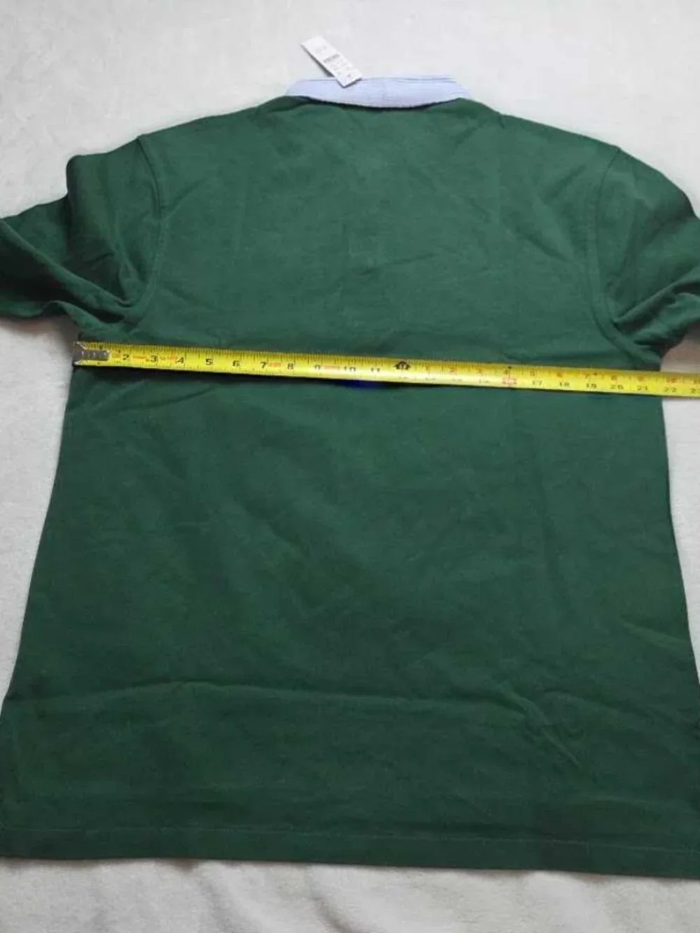 New M J.Crew rugby shirt with striped oxford collar Green longsleve polo